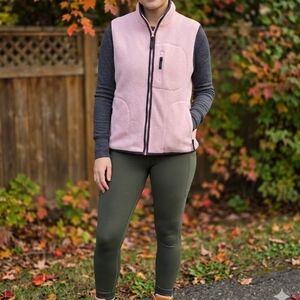 Soft Dusty Pink Fleece Zip-Up Vest with Pockets - Size M/L